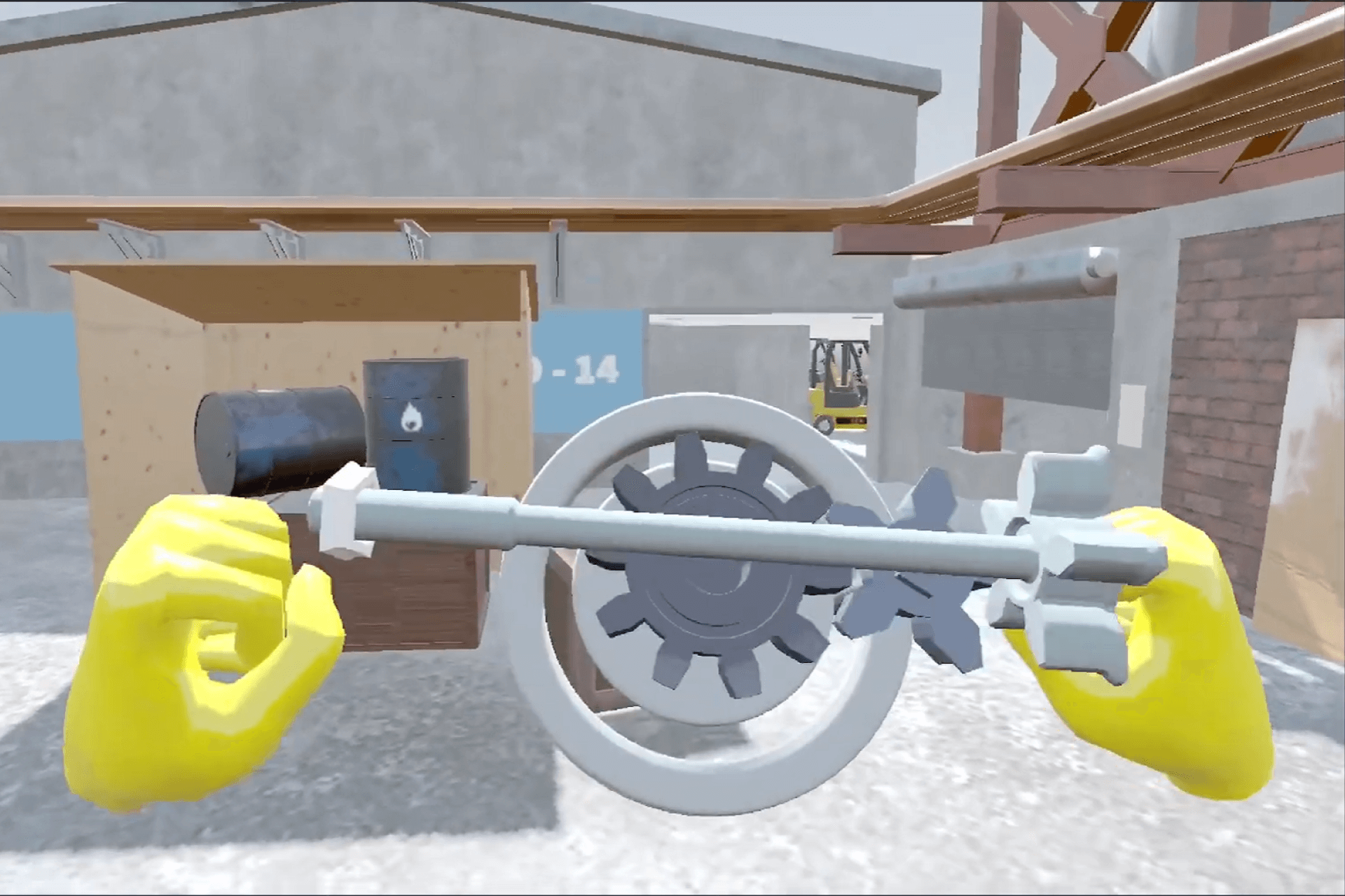 Bimanual VR Manipulation interacting with engine parts